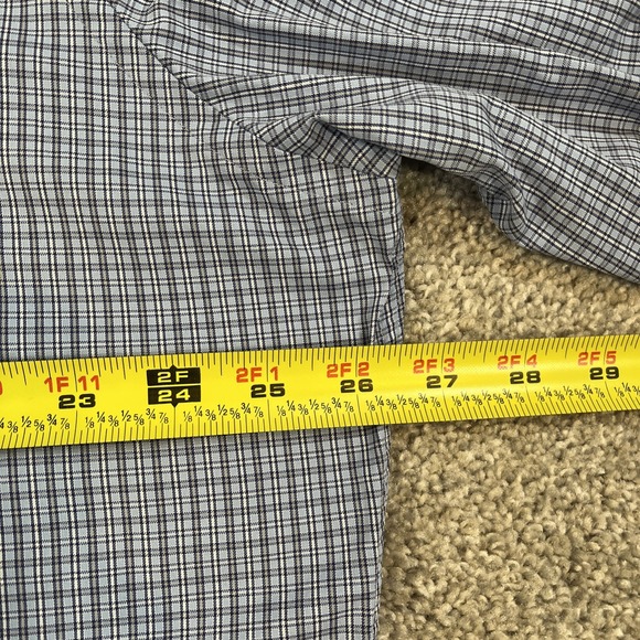 Peter Millar Summer Comfort Button Up Shirt XL Blue‎ Plaid Stretch Nylon Golf - Picture 7 of 10
